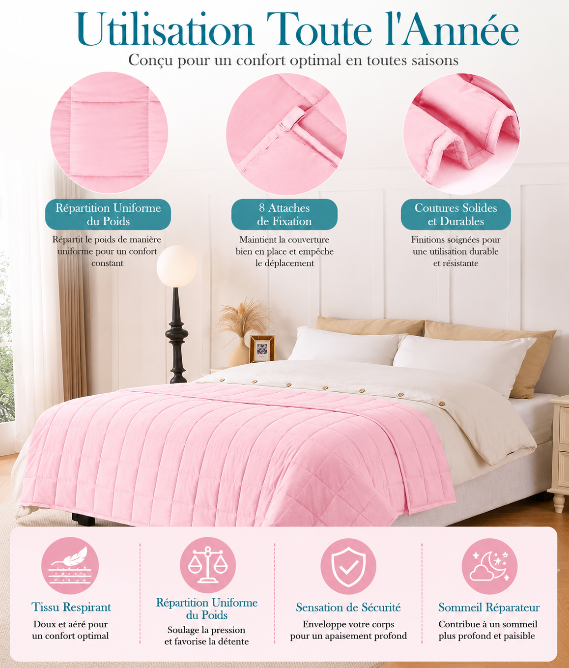 Couverture Lestée   |  Rose